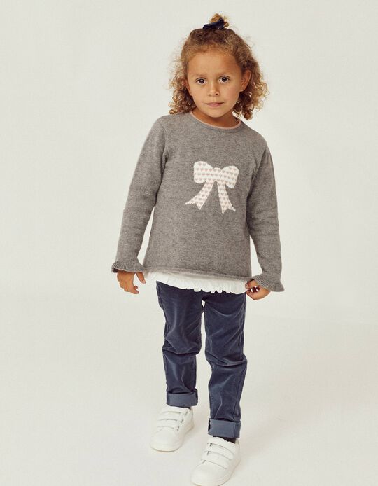 Jumper for Girls 'Bow', Grey