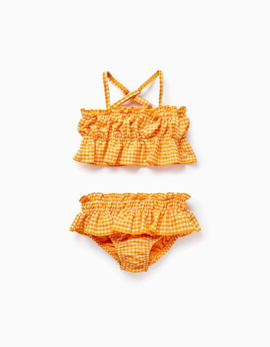 Bikini Vichy para Bebé Niña, Amarillo/Blanco