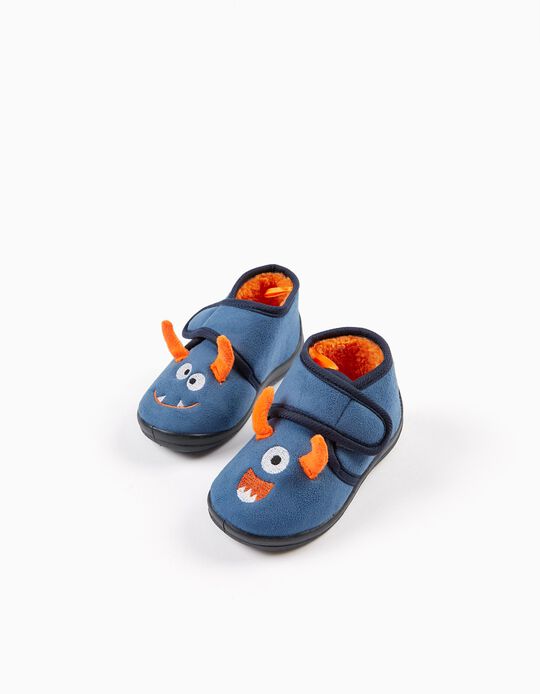Zapatillas de Casa para Bebé Niño 'Monstruo', Azul/Naranja