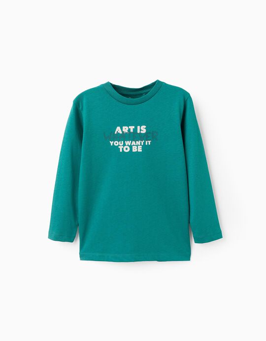 Comprar Online T-shirt de Manga Comprida para Menino 'Art', Verde