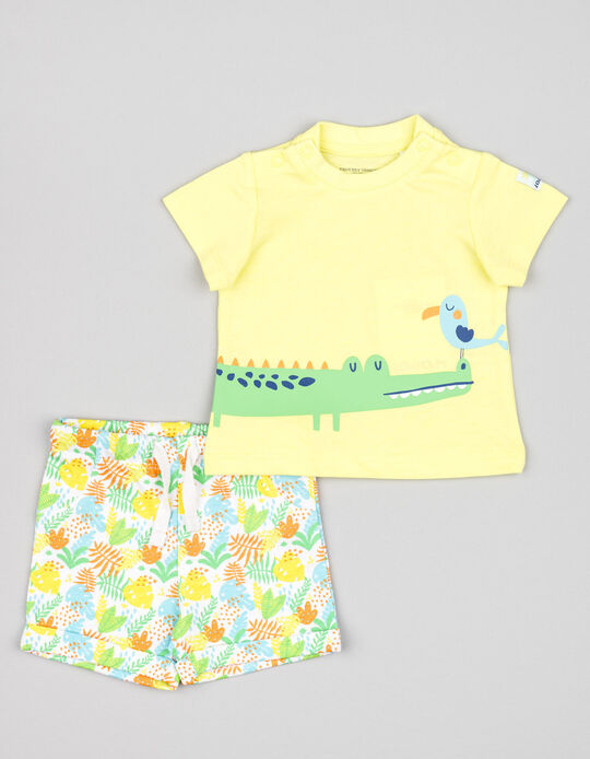 Comprar Online T-shirt + Calções para Recém-Nascido 'Crocodilo', Amarelo/Branco