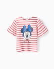 Comprar Online T-Shirt às Riscas para Menina 'Minnie Mouse', Branco/Vermelho