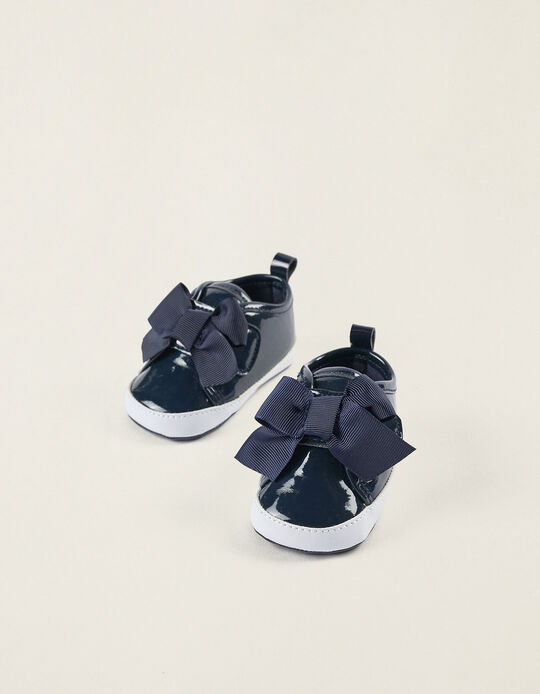 Patent Mary Jane Shoes for Newborns, Dark Blue