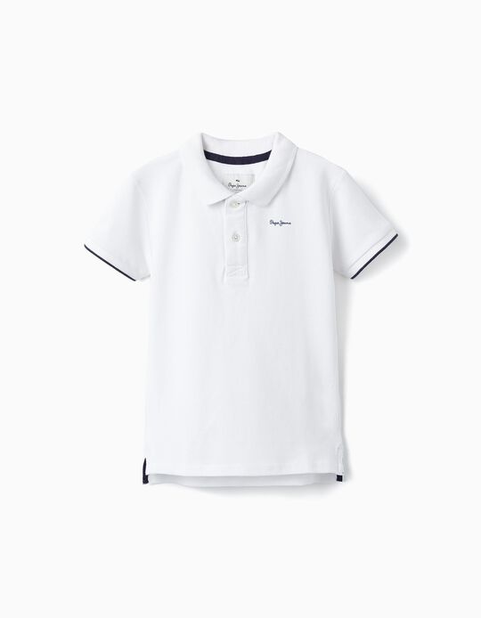 Cotton Polo Shirt for Boys 'Pepe Jeans', White