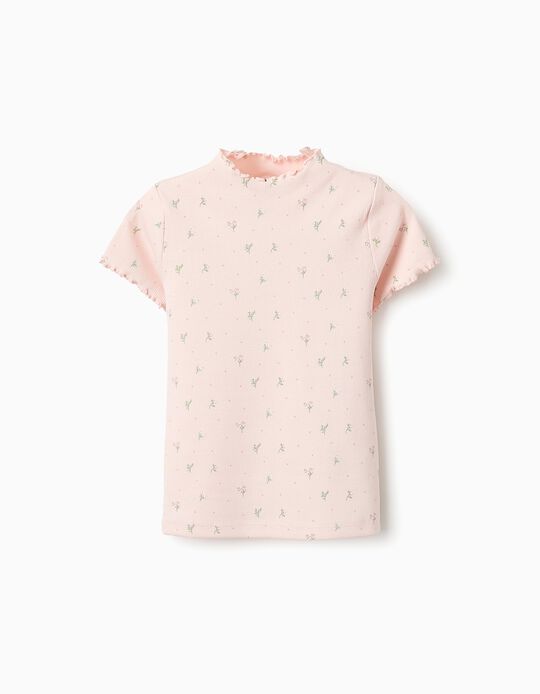 Comprar Online T-shirt Canelada Floral para Menina, Rosa