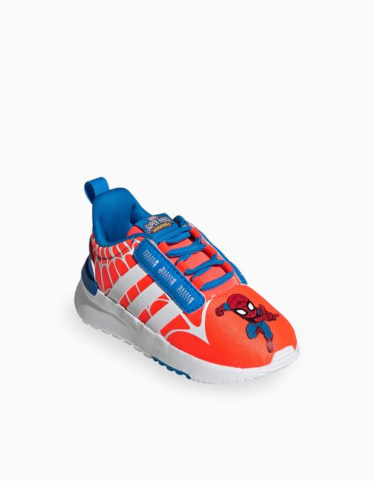 Adidas Racer Trainers for Babies and Boys 'Spider-Man', Orange/Blue