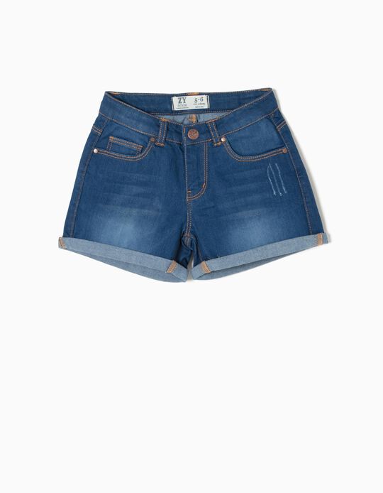 Denim Shorts for Girls, Blue