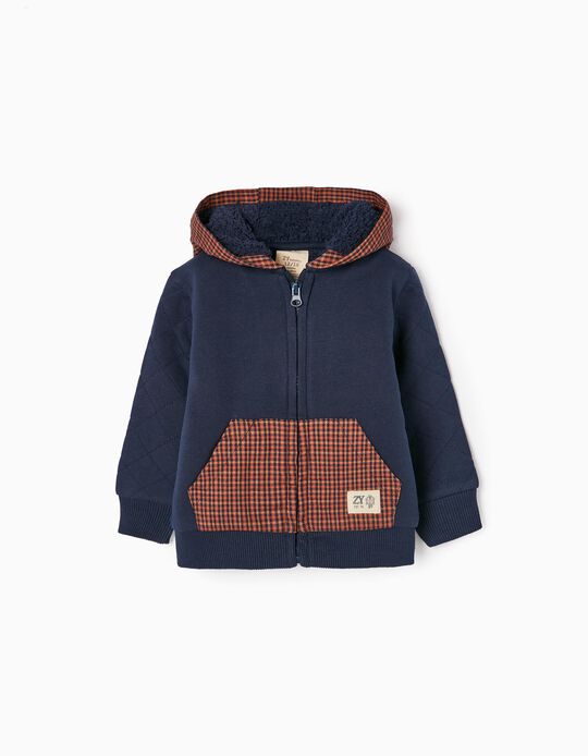 Hooded Jacket with Sherpa Lining for Baby Boys, Dark Blue