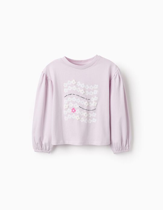 Buy Online Long-sleeved Glitter T-shirt for Girls, Lilac