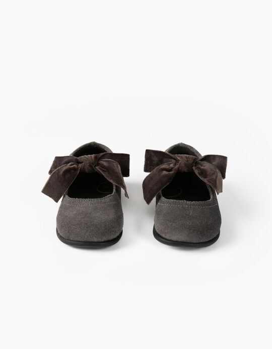 Suede Ballet Pumps for Baby Girls, Grey