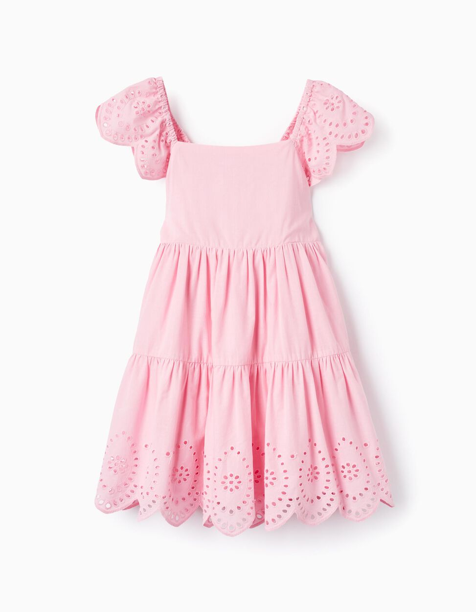 Buy Online Cotton Dress with English Embroidery for Girls, Pink