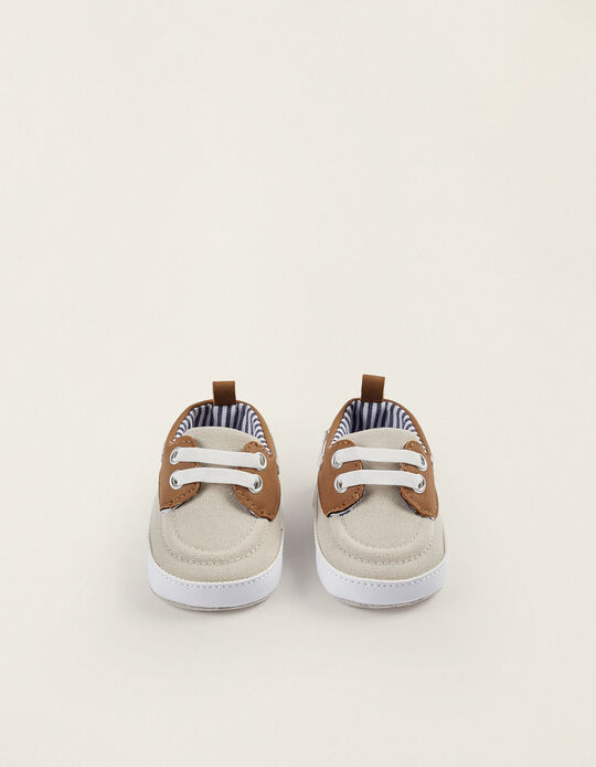 Deck Shoes for Newborn Boys, Brown/Light Grey