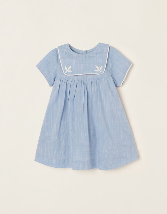 Dress with Square Collar for Newborn Baby Girls, Blue
