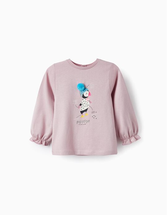 Comprar Online T-Shirt de Algodão para Bebé Menina 'Puffin', Lilás