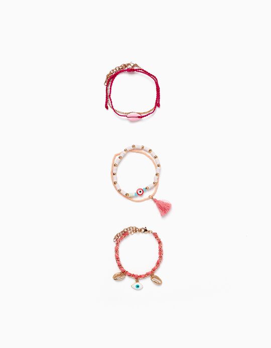 Pack Beaded Bracelets for Girls 'Whelks', Pink