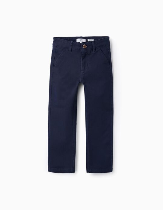 Pantalones Chino de Sarga de Algodón para Niño, Azul Oscuro