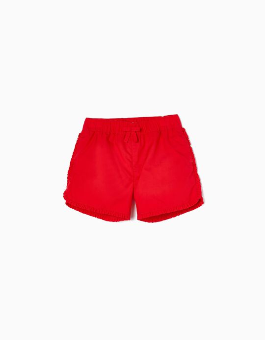 Shorts with Frills for Girls, Red