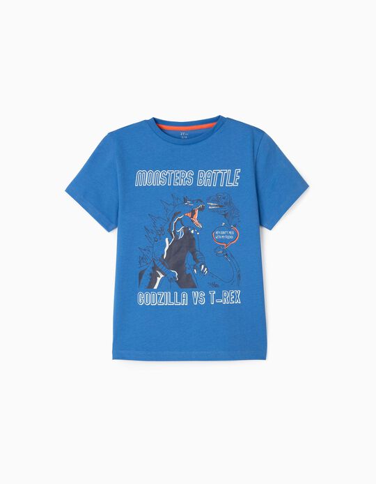 T-Shirt para Menino 'Monsters Battle', Azul 