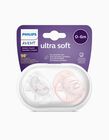 2-Pack Dummies Ultra Soft Silicone Deco 0-6M Philips/Avent