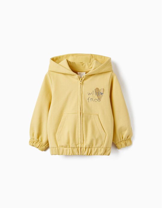 Hooded Cotton Jacket for Baby Girls 'Wild and Free', Yellow