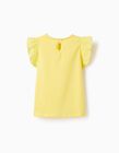 Comprar Online T-shirt de Algodão com Folhos para Menina 'Flores', Amarelo