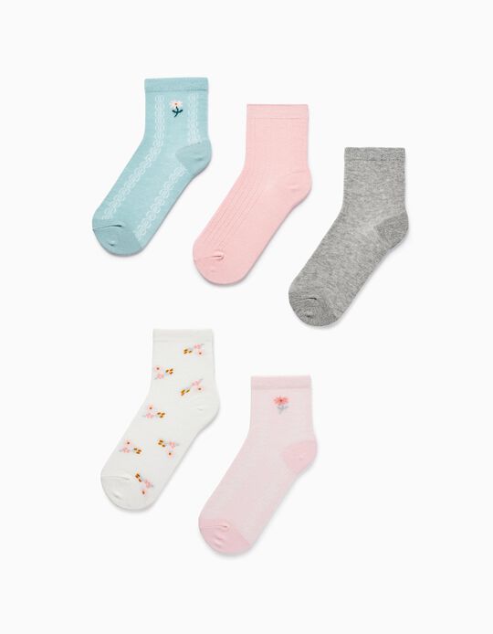 Pack of 5 Pairs of Socks for Girls, Multicolor