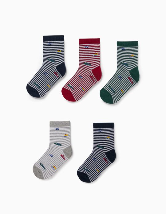 5 Pairs of Socks for Boys, 'Stripes', Multicolour