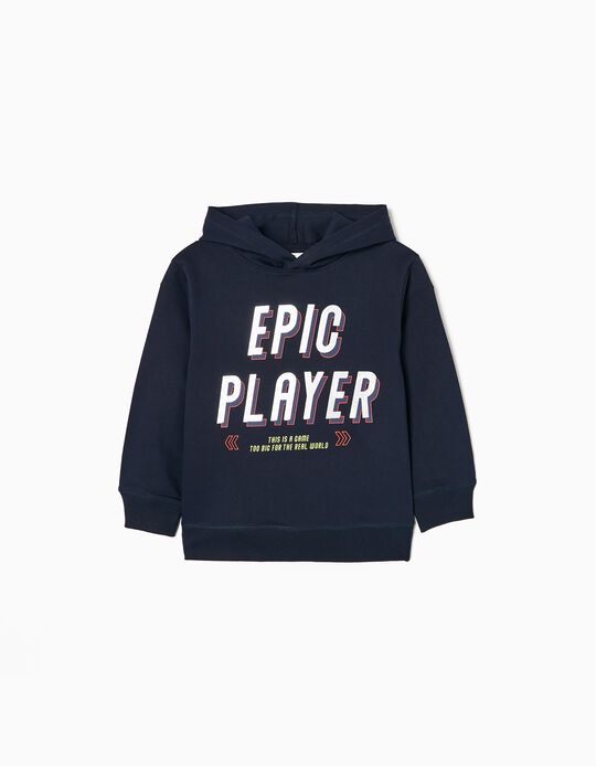 Hooded Sweatshirt for Boys 'Epic Player', Dark Blue
