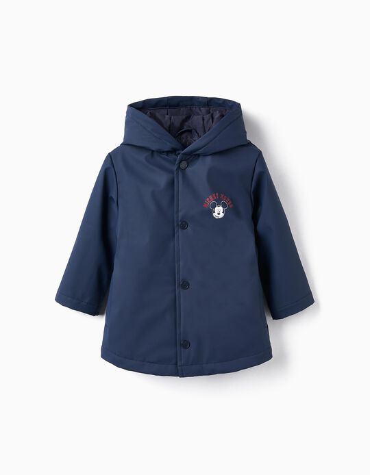 Rubber Parka with Hood for Baby Boys 'Mickey', Dark Blue