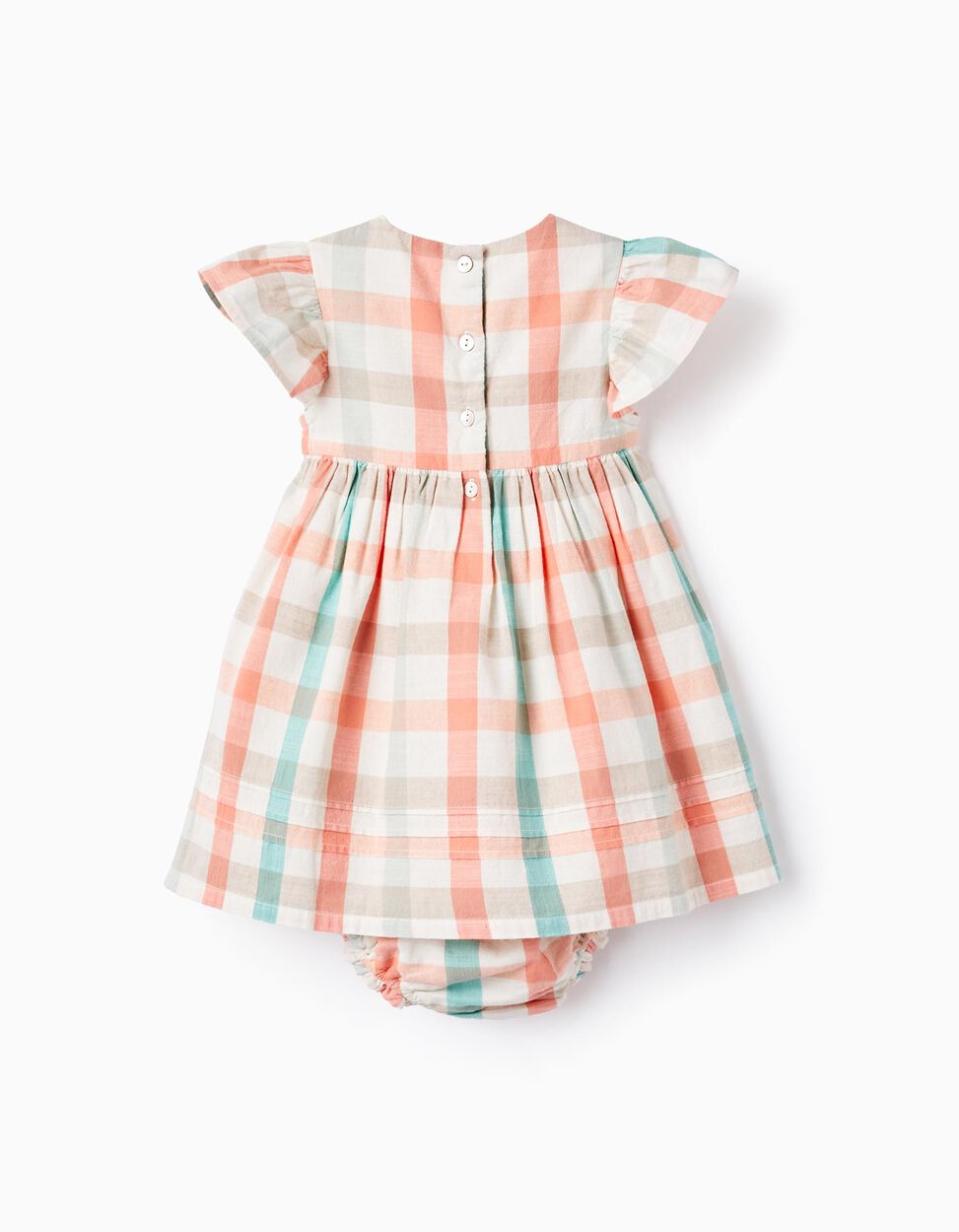Buy Online Checked Dress + Bloomers for Baby Girls 'B&S', Coral/Green Water