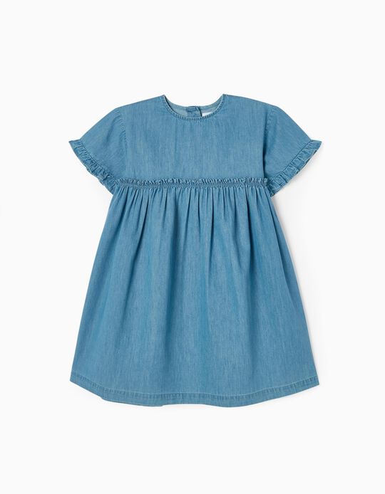 Denim Cotton Dress for Girls, Blue
