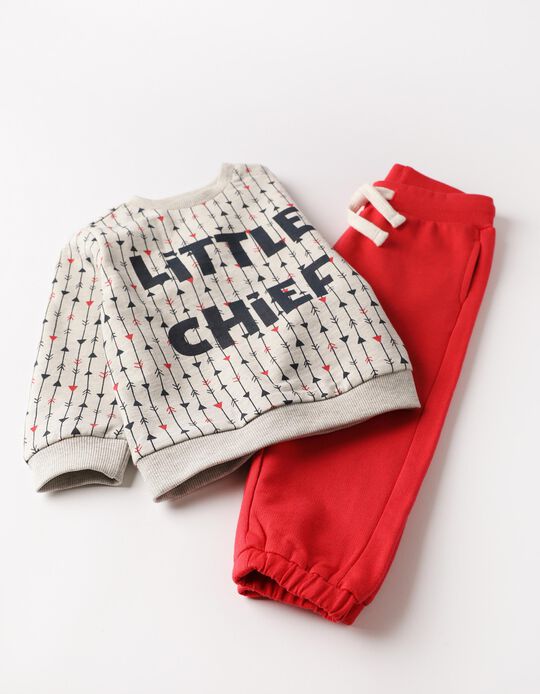 Tracksuit for Baby Boys 'Little Chief', Grey/Red