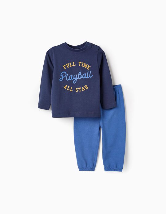 Comprar Online Pijama de Algodão para Bebé Menino 'Playball', Azul