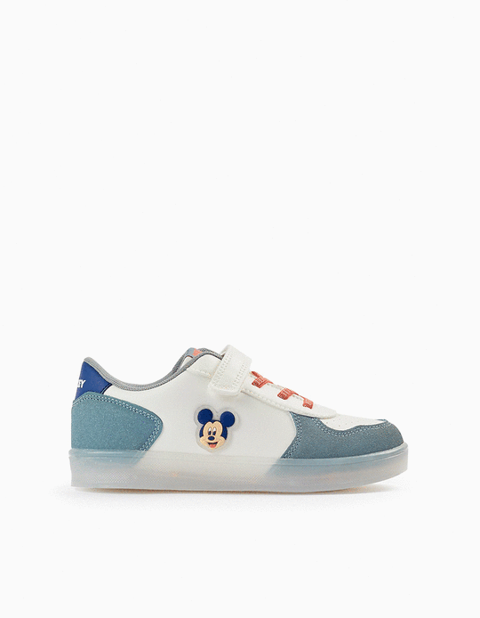 Trainers with Lights for Boys 'Mickey', Light Blue/White