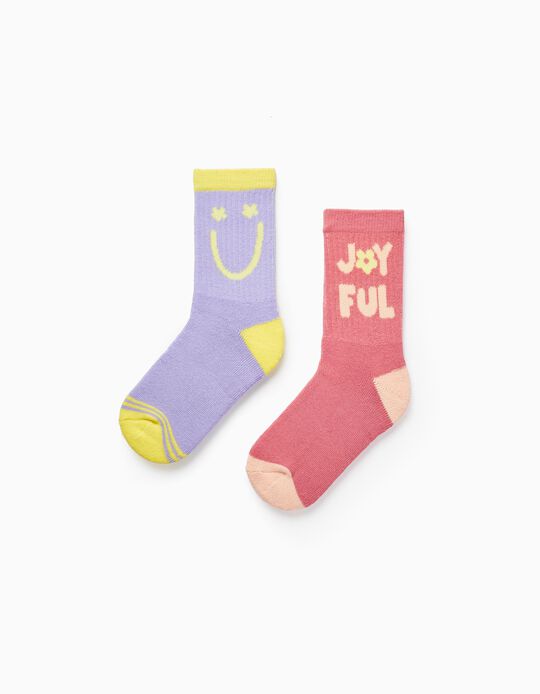 Pack of 2 Pairs of Socks for Girls, Multicolour