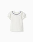 T-shirt à manches courtes avec volants pour bébé fille, Blanc