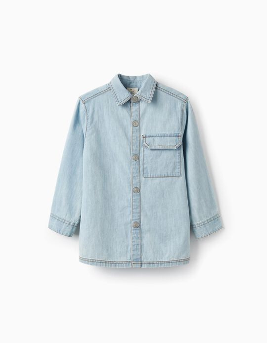 Denim Shirt with Pocket for Boys, Blue