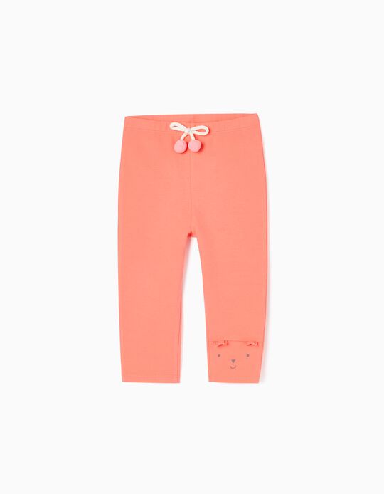 Cotton Leggings for Baby Girls, Coral