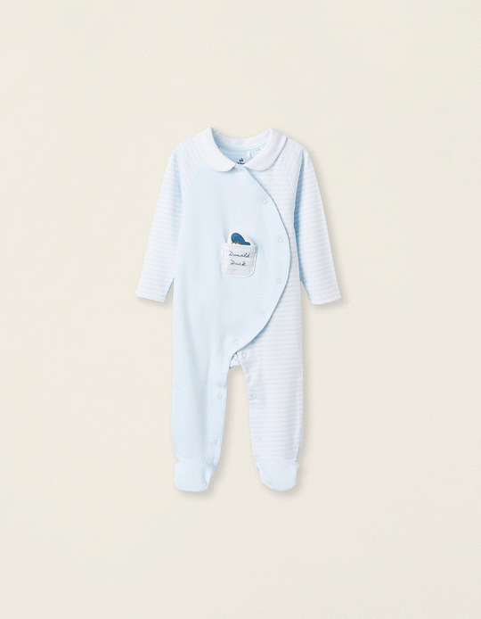 Cotton Sleepsuit for Newborns 'Donald Duck', White/Blue