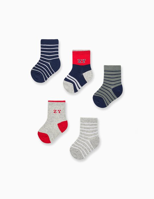 Pack of 5 Short Socks for Baby Boy 'ZY', Multicolor