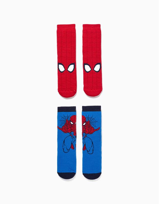 Pack of 2 pairs of Non-Slip Socks for Boys 'Spider-Man', Blue/Red