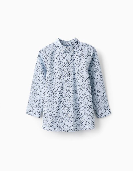 Shirt with Floral Pattern for Boys, Blue/White/Dark Blue