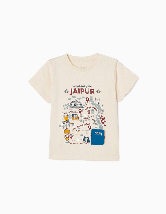 Camiseta de Algodón para Bebé Niño 'Jaipur', Beige