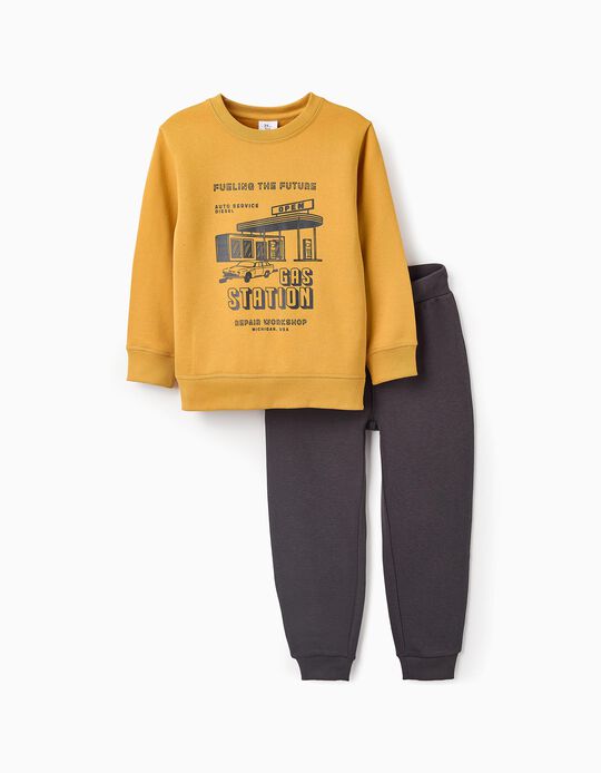 Buy Online Fleece Sweatshirt + Trousers for Boys 'Michigan', Yellow/Dark Grey
