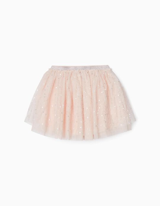 Tutu Skirt with Tulle and Sequins for Girls, Light Pink