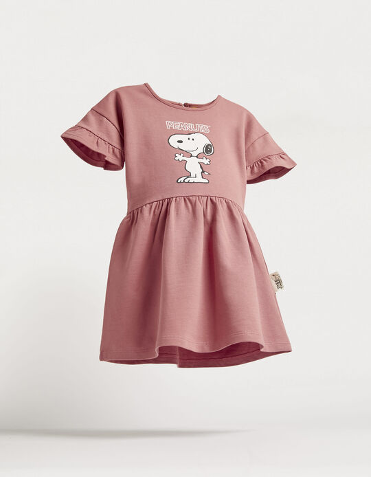 Cotton Dress for Girls 'Snoopy', Dark Pink