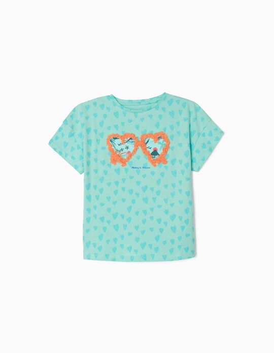 T-Shirt for Girls 'Holiday', Aqua Green