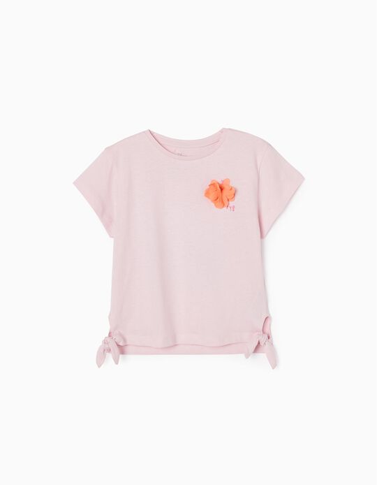 T-shirt en Coton Fille 'Sun Power', Rose