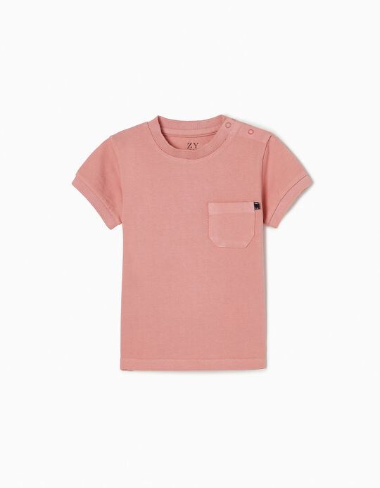 T-Shirt Piqué para Bebé Menino, Rosa