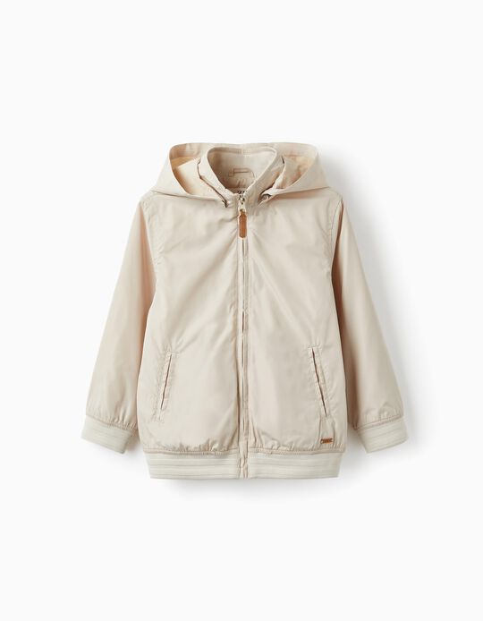 Hooded Jacket with Removable Hood for Boys, Beige